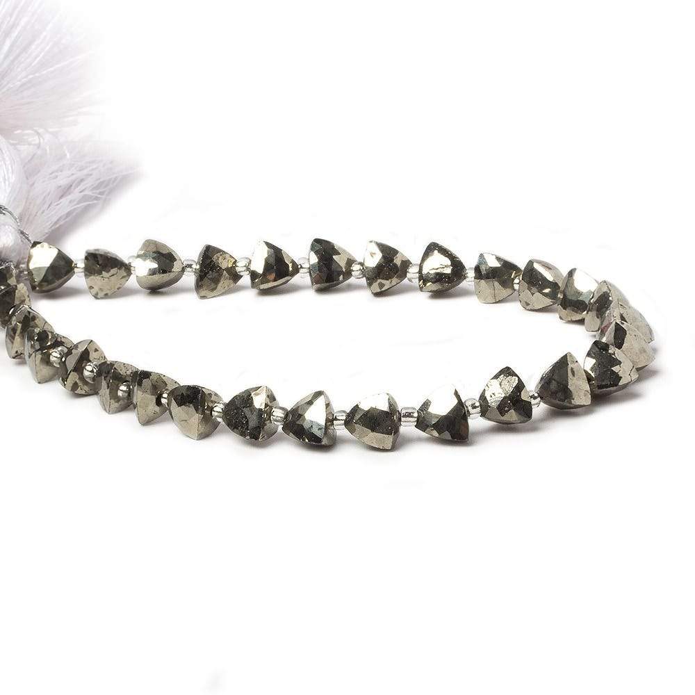 5-6mm Pyrite straight drilled triangle beads 8 inch 30 pieces - Beadsofcambay.com