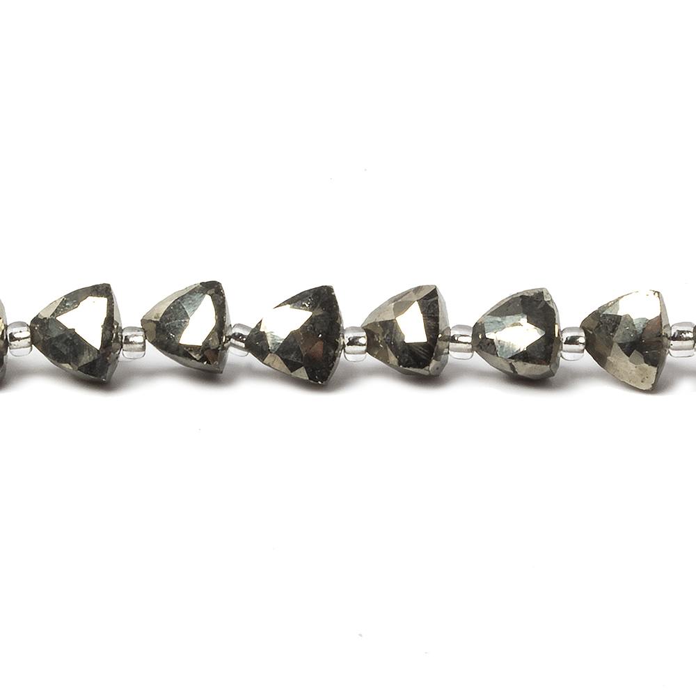 5-6mm Pyrite straight drilled triangle beads 8 inch 30 pieces - Beadsofcambay.com