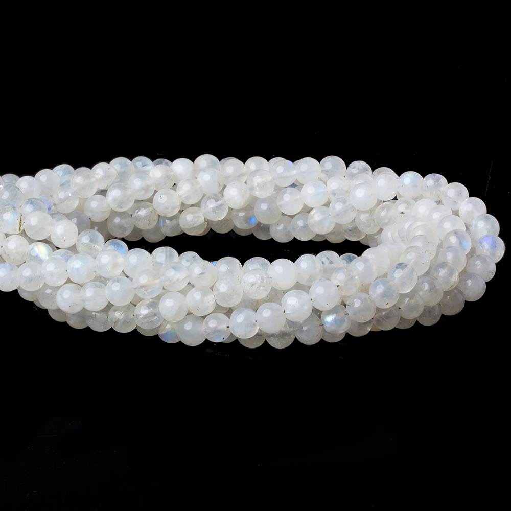 5-6mm Rainbow Moonstone Beads Plain Round Beads 14 inch 58pcs - Beadsofcambay.com