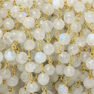 5-6mm Rainbow Moonstone faceted round Vermeil Chain by the foot 27 pieces - Beadsofcambay.com