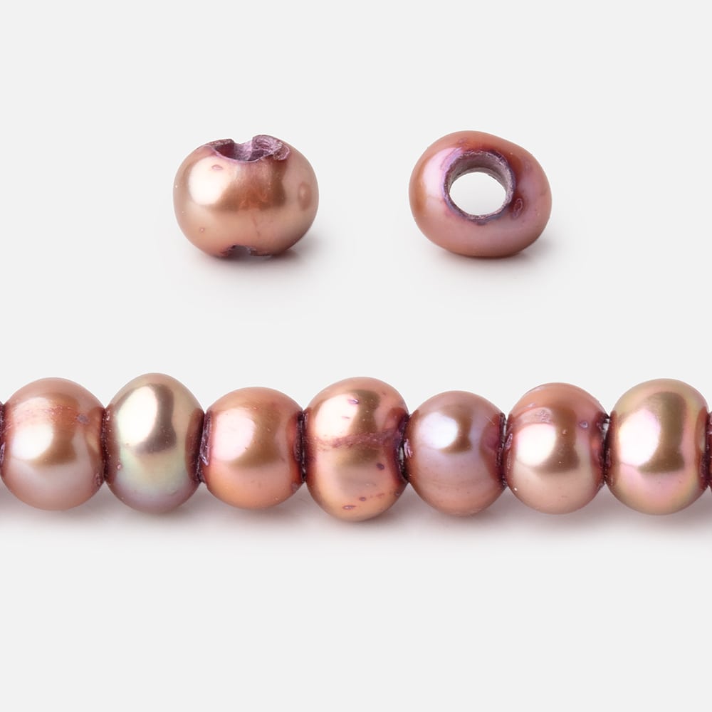 5-6mm Rose Blush Off Round 2.5mm Large Hole Pearls 95 Beads - Beadsofcambay.com