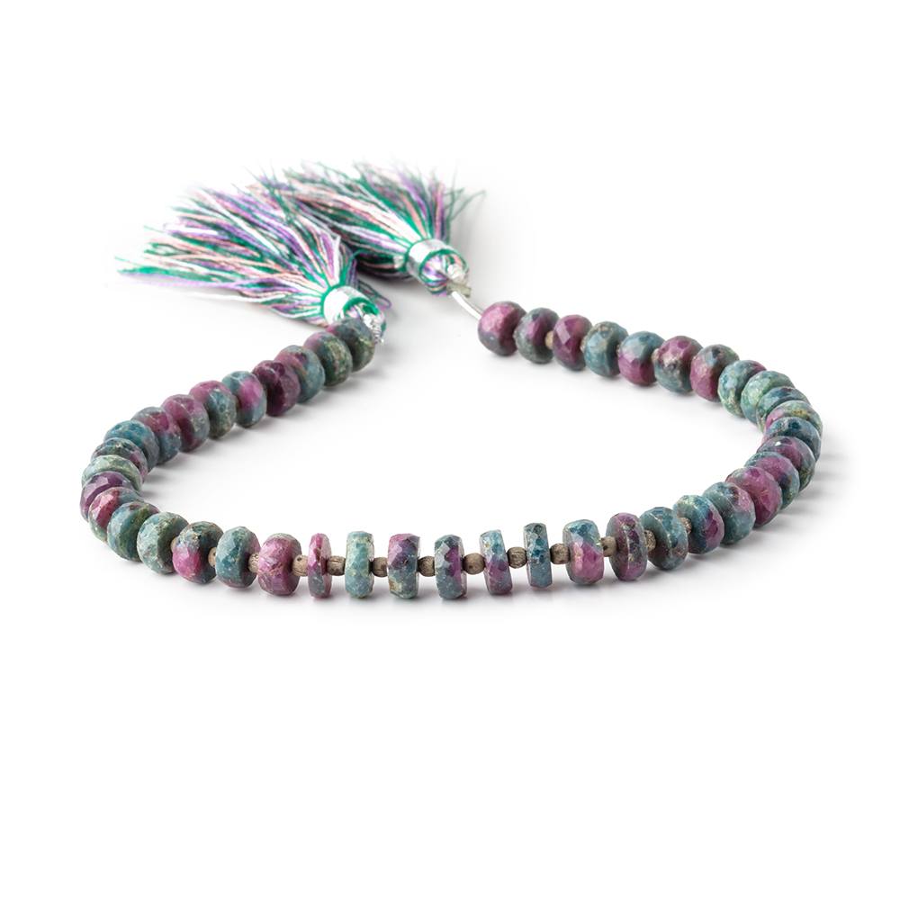 5-6mm Ruby in Zoisite Faceted Heshi Beads 8 inch 45 pieces - Beadsofcambay.com