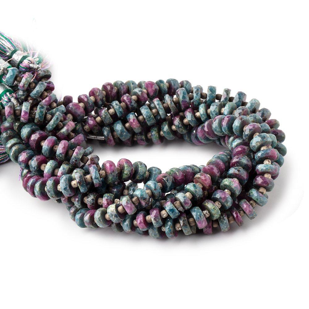 5-6mm Ruby in Zoisite Faceted Heshi Beads 8 inch 45 pieces - Beadsofcambay.com