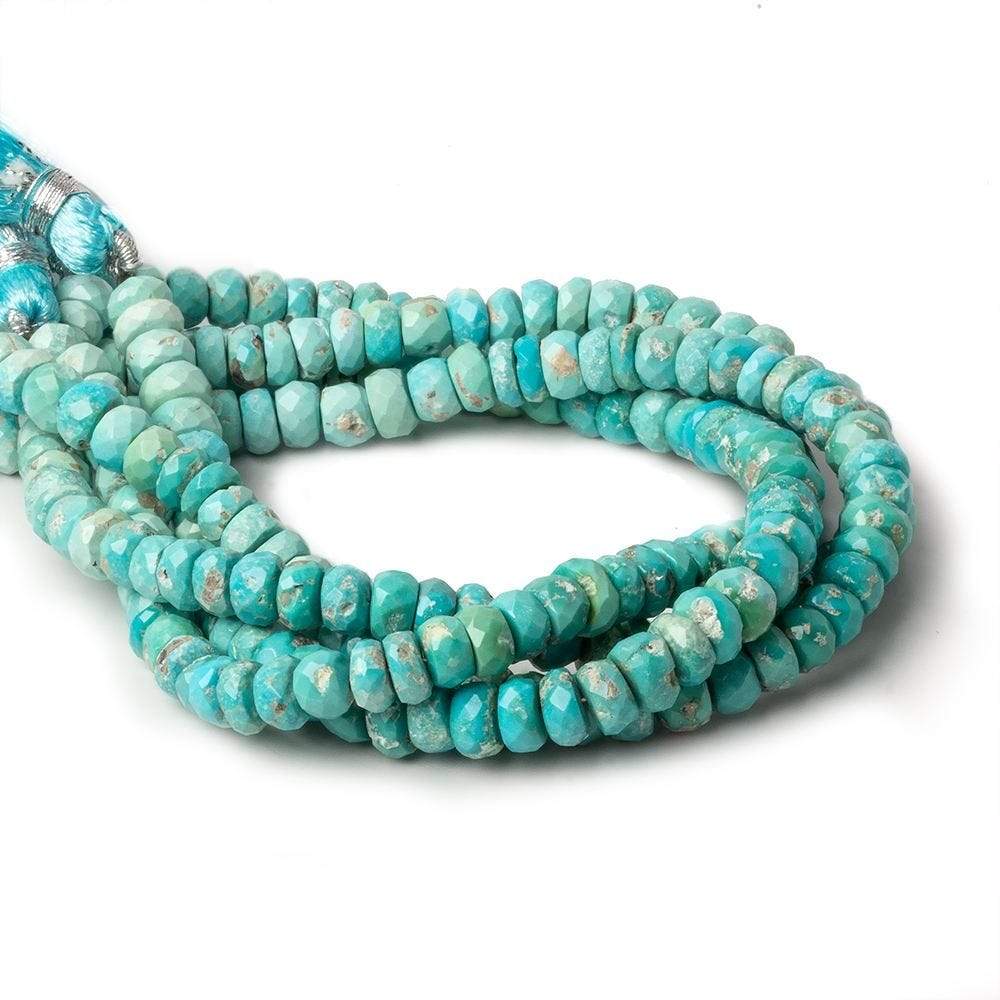 5-6mm Shaded Turquoise faceted rondelle beads 8 inch 60 pieces - Beadsofcambay.com