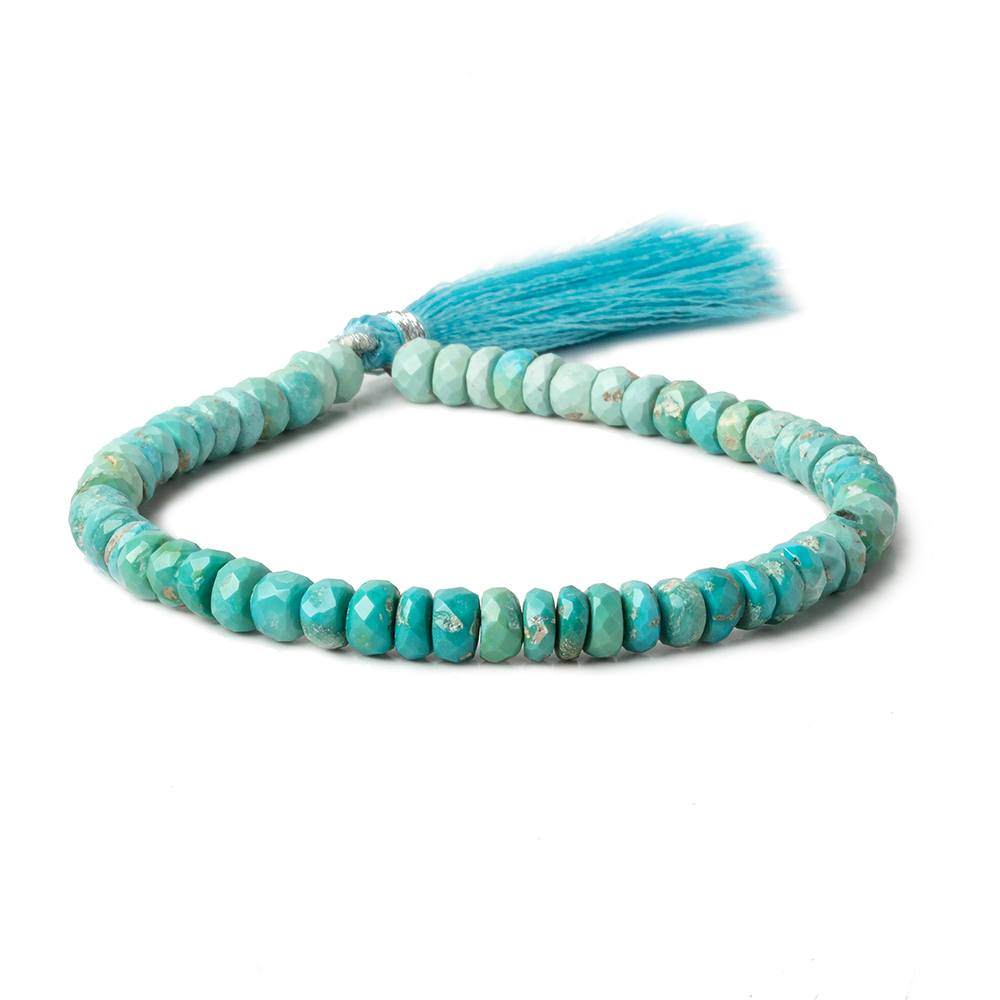 5-6mm Shaded Turquoise faceted rondelle beads 8 inch 60 pieces - Beadsofcambay.com