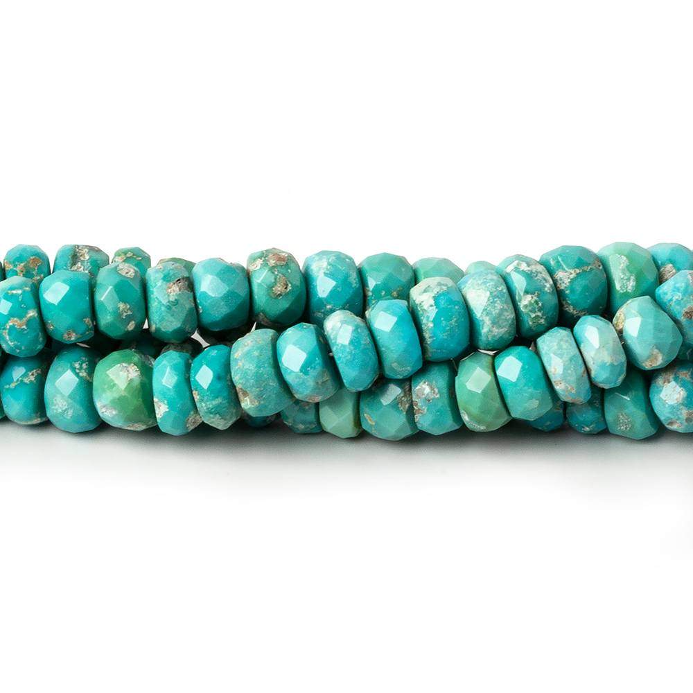 5-6mm Shaded Turquoise faceted rondelle beads 8 inch 60 pieces - Beadsofcambay.com