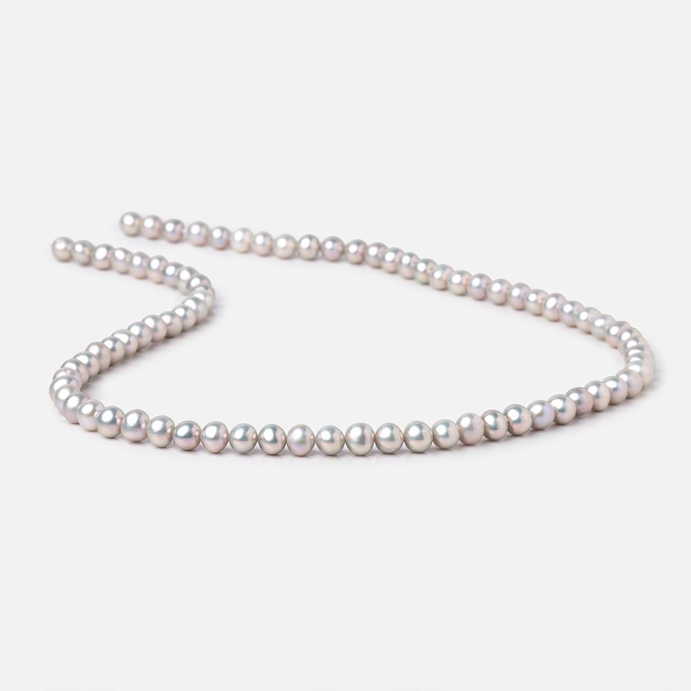 5-6mm Silver Off Round Freshwater Pearls 16 inch 78 Beads - Beadsofcambay.com