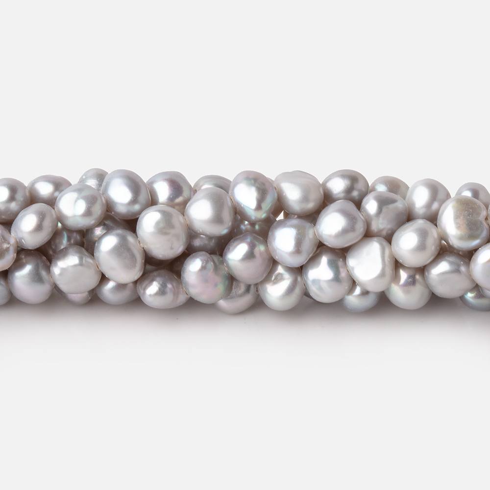 5-6mm Silver Side Drill Baroque Freshwater Pearls 16 inch 82 Beads - Beadsofcambay.com