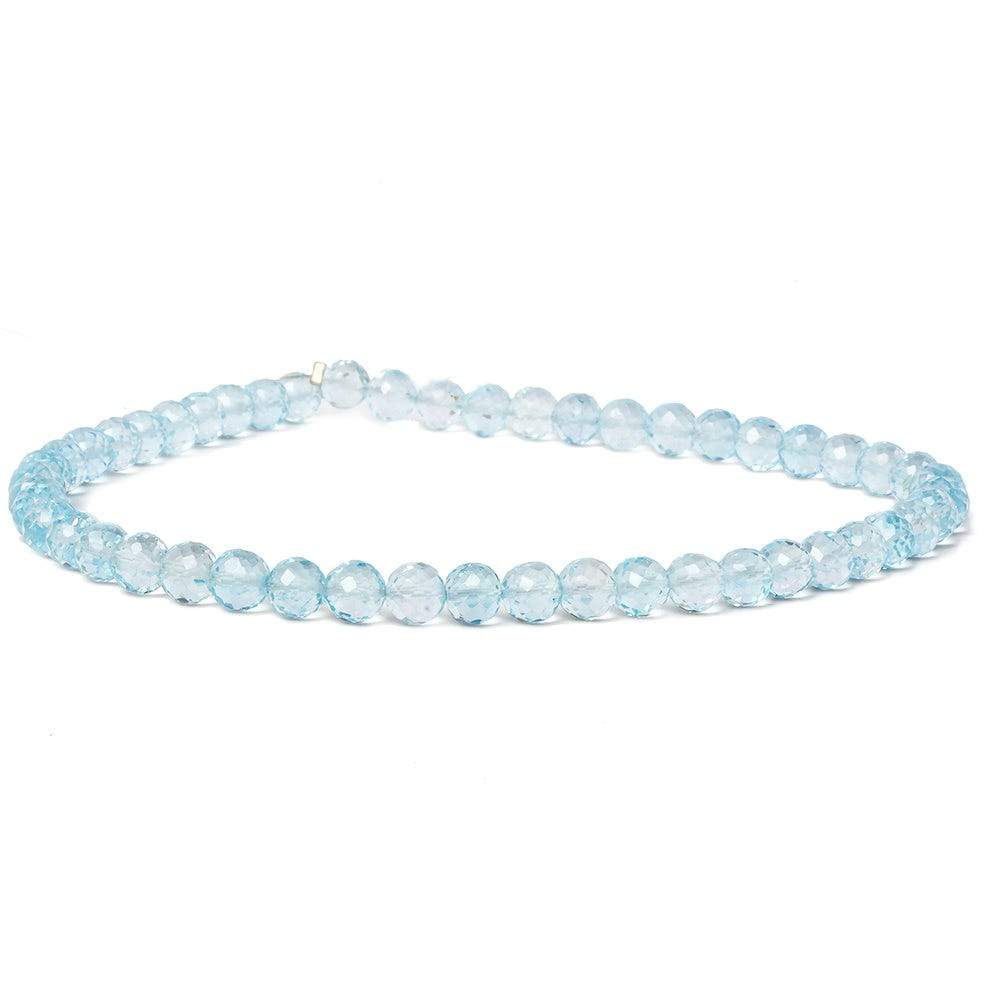 5-6mm Sky Blue Topaz Faceted Round Beads 10 inch 44 pieces - Beadsofcambay.com