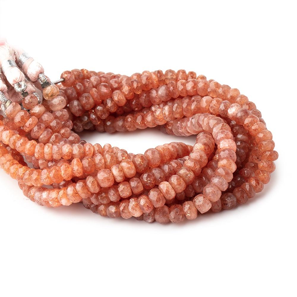 4.5-5.5mm Sunstone Faceted Rondelle Beads 8 inch 62 pieces - Beadsofcambay.com