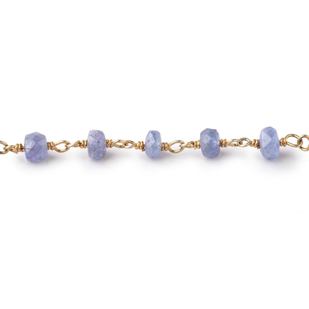 5-6mm Tanzanite Faceted Rondelle Beads on Vermeil Chain - Beadsofcambay.com