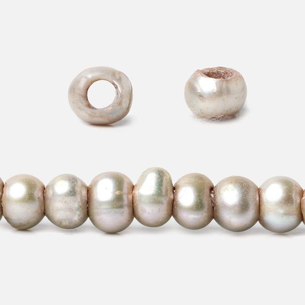 5-6mm Tea Rose Champagne Off Round Large Hole Pearls 15 inch 98 pieces - Beadsofcambay.com
