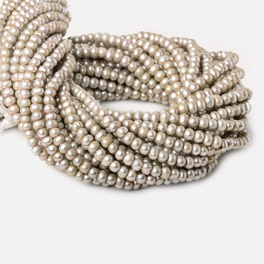 5-6mm Tea Rose Champagne Off Round Large Hole Pearls 15 inch 98 pieces - Beadsofcambay.com