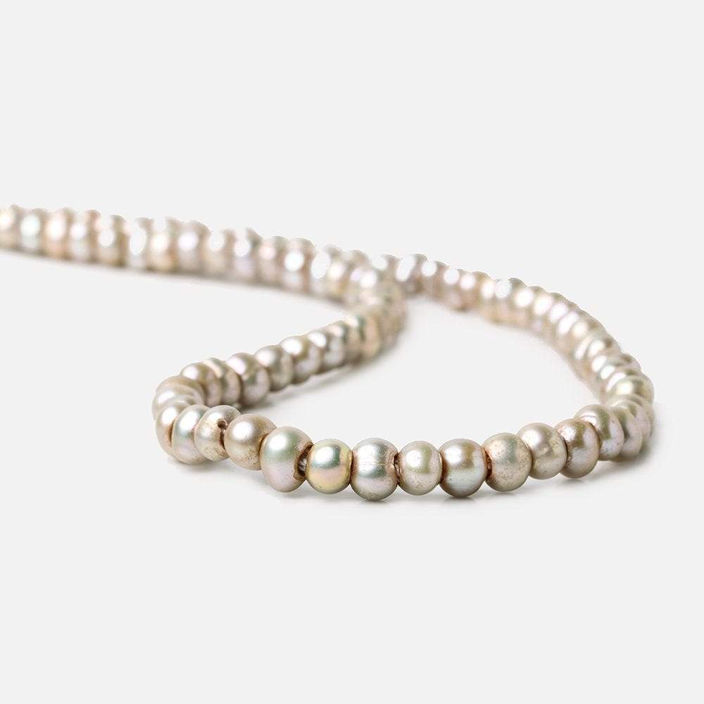 5-6mm Tea Rose Champagne Off Round Large Hole Pearls 15 inch 98 pieces - Beadsofcambay.com