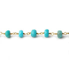 5-6mm Turquoise faceted rondelle Vermeil Chain by the foot 34 pcs - Beadsofcambay.com
