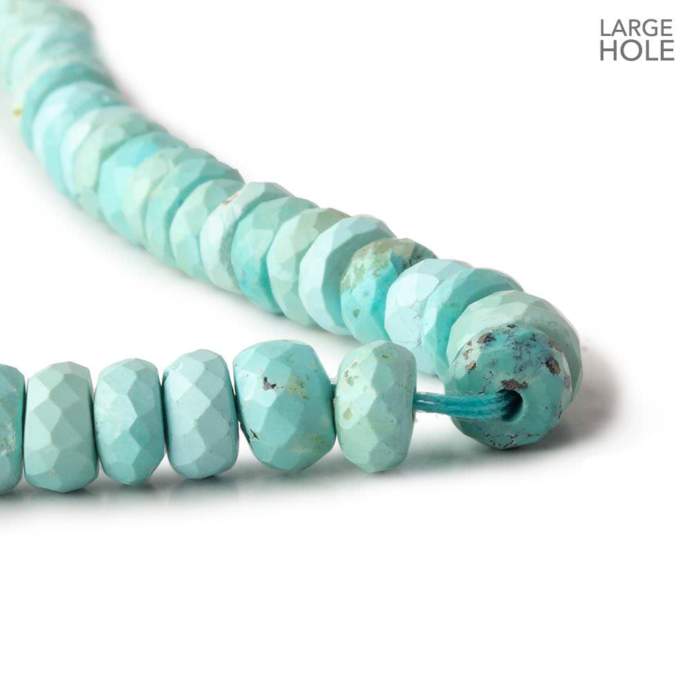 5-6mm Turquoise large hole faceted rondelle beads 16 inch 110 beads - Beadsofcambay.com