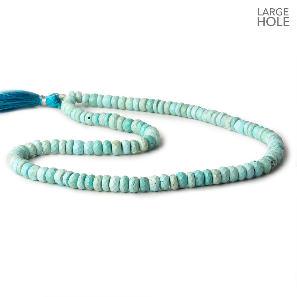 5-6mm Turquoise large hole faceted rondelle beads 16 inch 110 beads - Beadsofcambay.com
