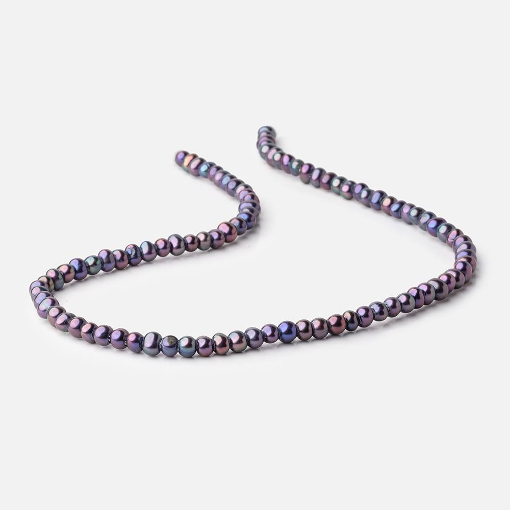 5-6mm Violet Peacock Off Round 2.5mm Large Hole Freshwater Pearl 85 pieces - Beadsofcambay.com