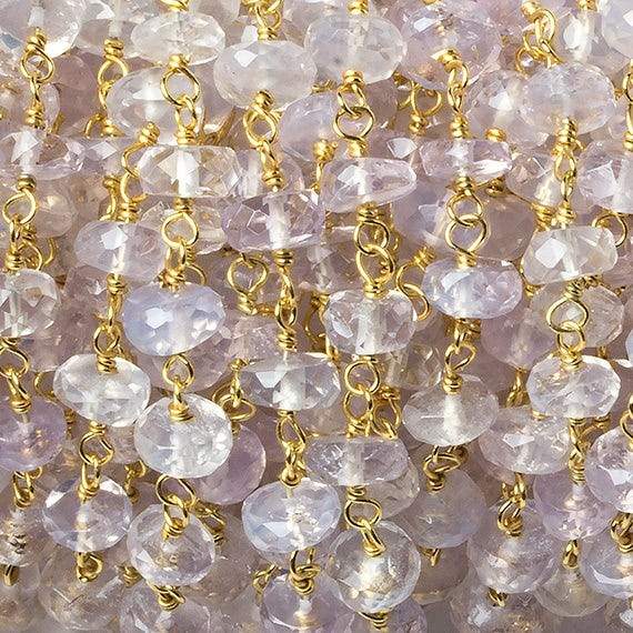 5-6mm Violet Scapolite faceted rondelle Vermeil Chain by the foot 35 beads - Beadsofcambay.com