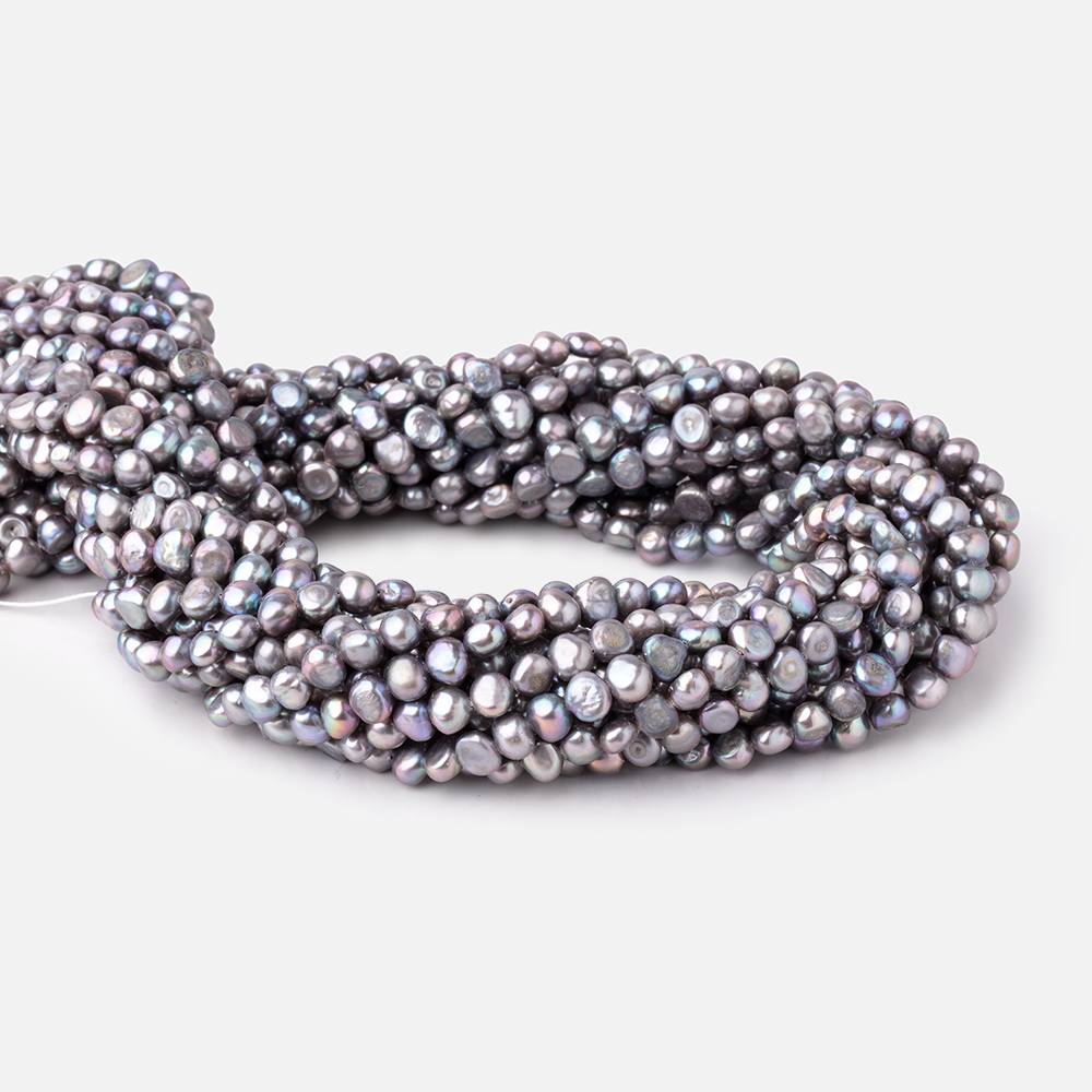 5-6mm Violet Silver Side Drill Baroque Freshwater Pearls 16 inch 82 Beads - Beadsofcambay.com