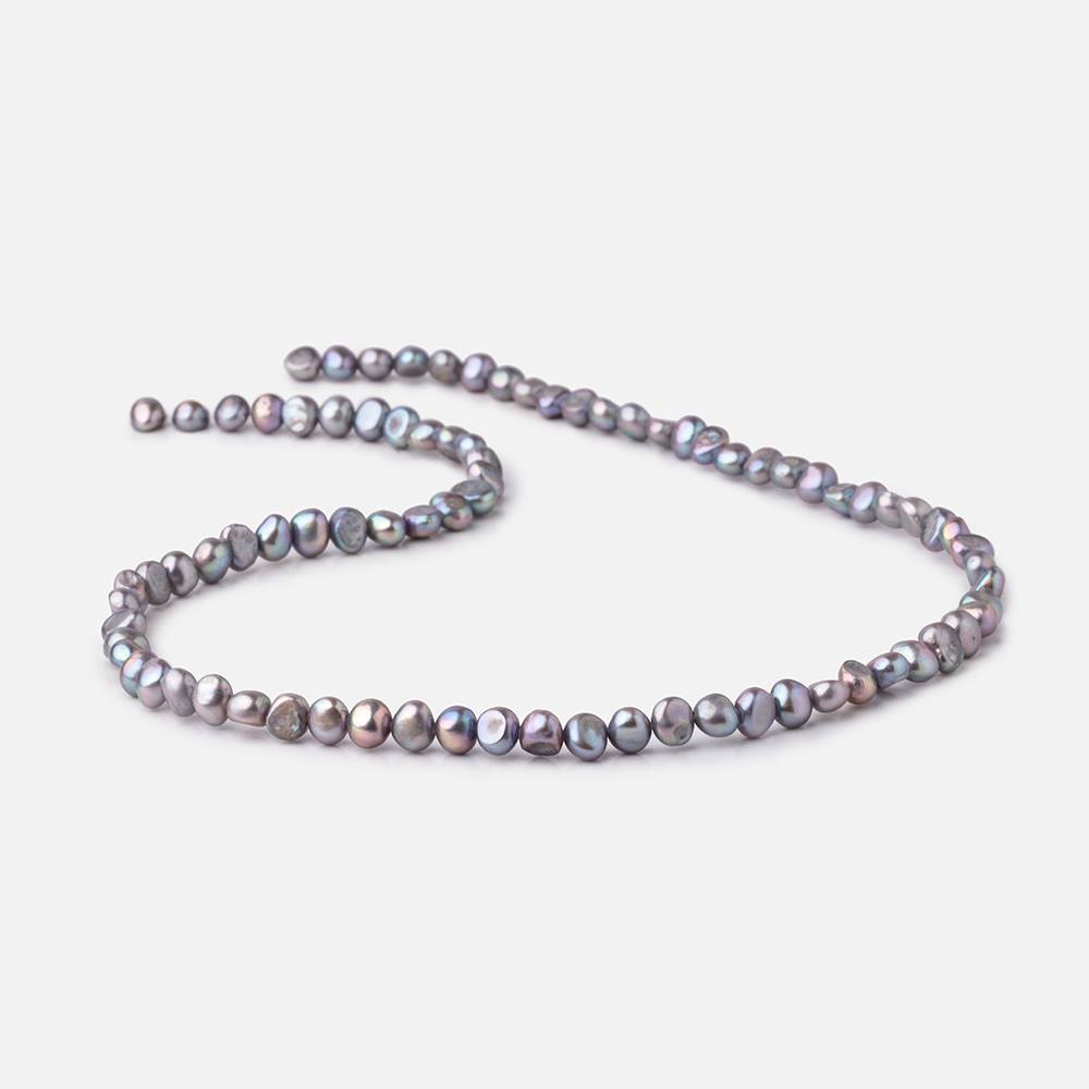 5-6mm Violet Silver Side Drill Baroque Freshwater Pearls 16 inch 82 Beads - Beadsofcambay.com