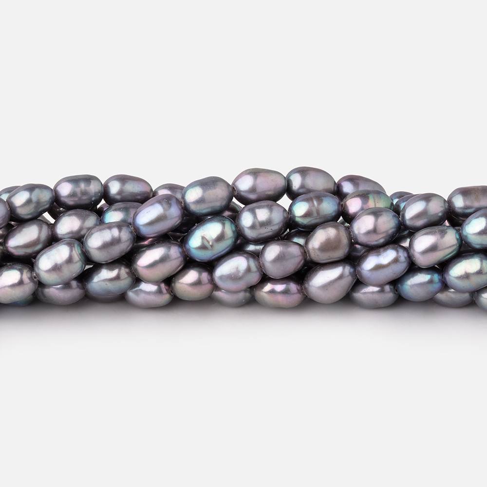 5-6mm Violet Silver Straight Drill Oval Freshwater Pearls 16 inch 72 Beads - Beadsofcambay.com