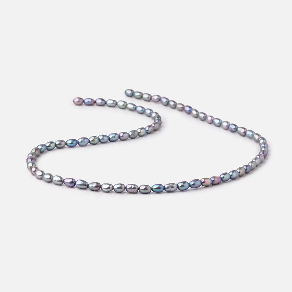 5-6mm Violet Silver Straight Drill Oval Freshwater Pearls 16 inch 72 Beads - Beadsofcambay.com