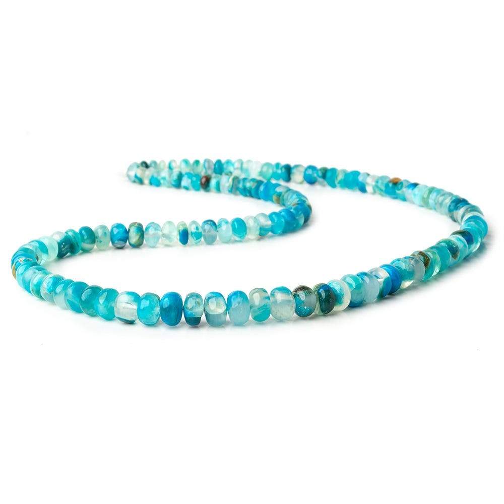 5-7.5mm Peruvian Blue Opalina plain rondelles 17 inch 121 beads A - Beadsofcambay.com