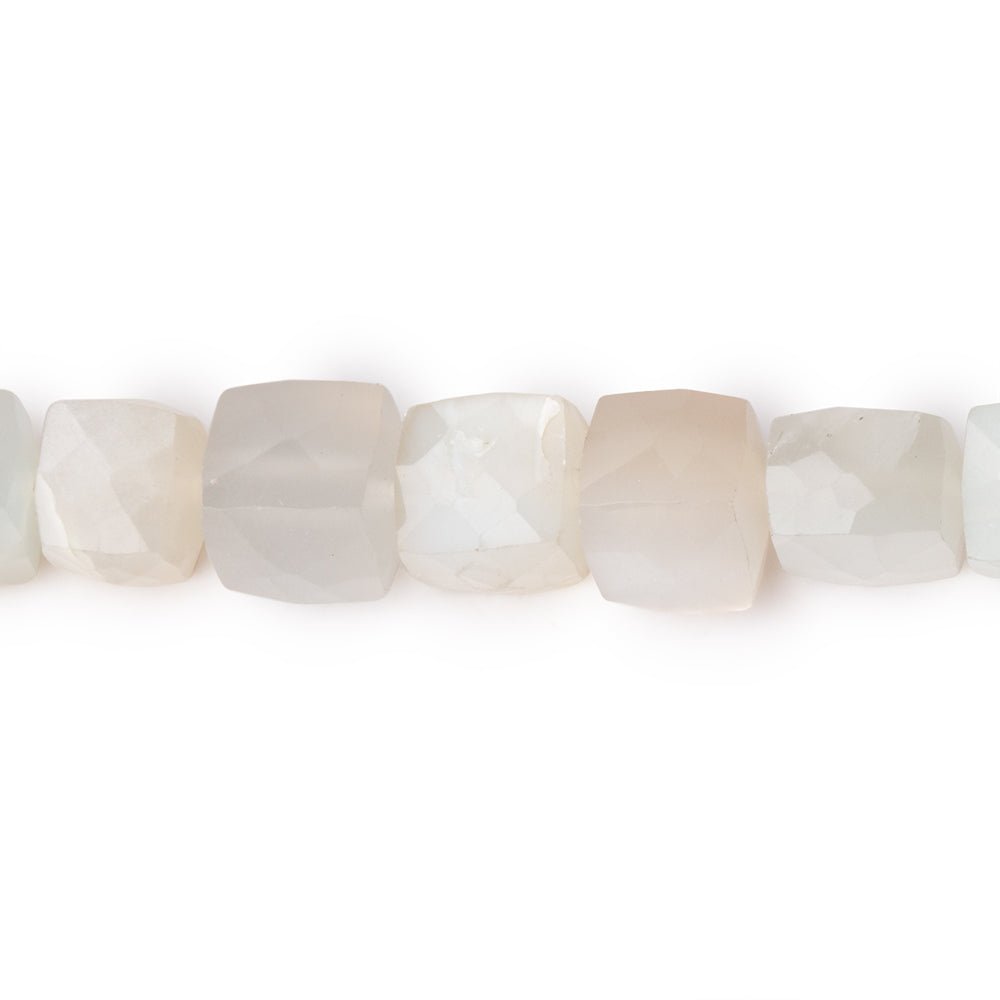 5-7mm Cream & Gray Moonstone Faceted Cube Beads 8 inch 27 pieces - Beadsofcambay.com