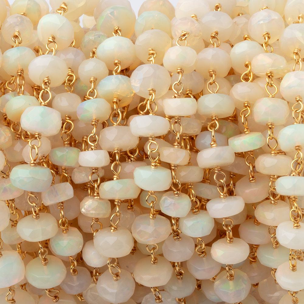 5-7mm Ethiopian Opal Faceted Rondelles on Vermeil Chain - Beadsofcambay.com