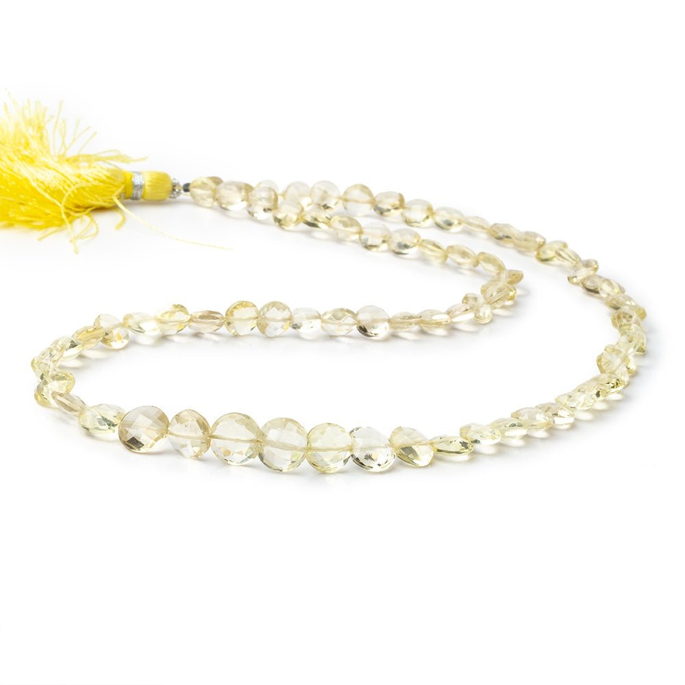 5-7mm Lemon Quartz Faceted Coin Beads 16 inch 67 pieces - Beadsofcambay.com