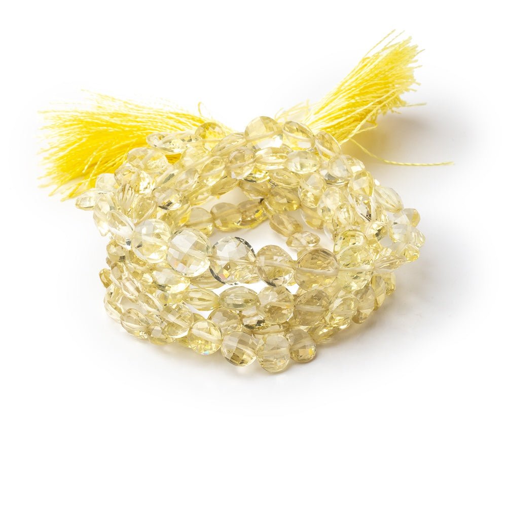 5-7mm Lemon Quartz Faceted Coin Beads 16 inch 67 pieces - Beadsofcambay.com