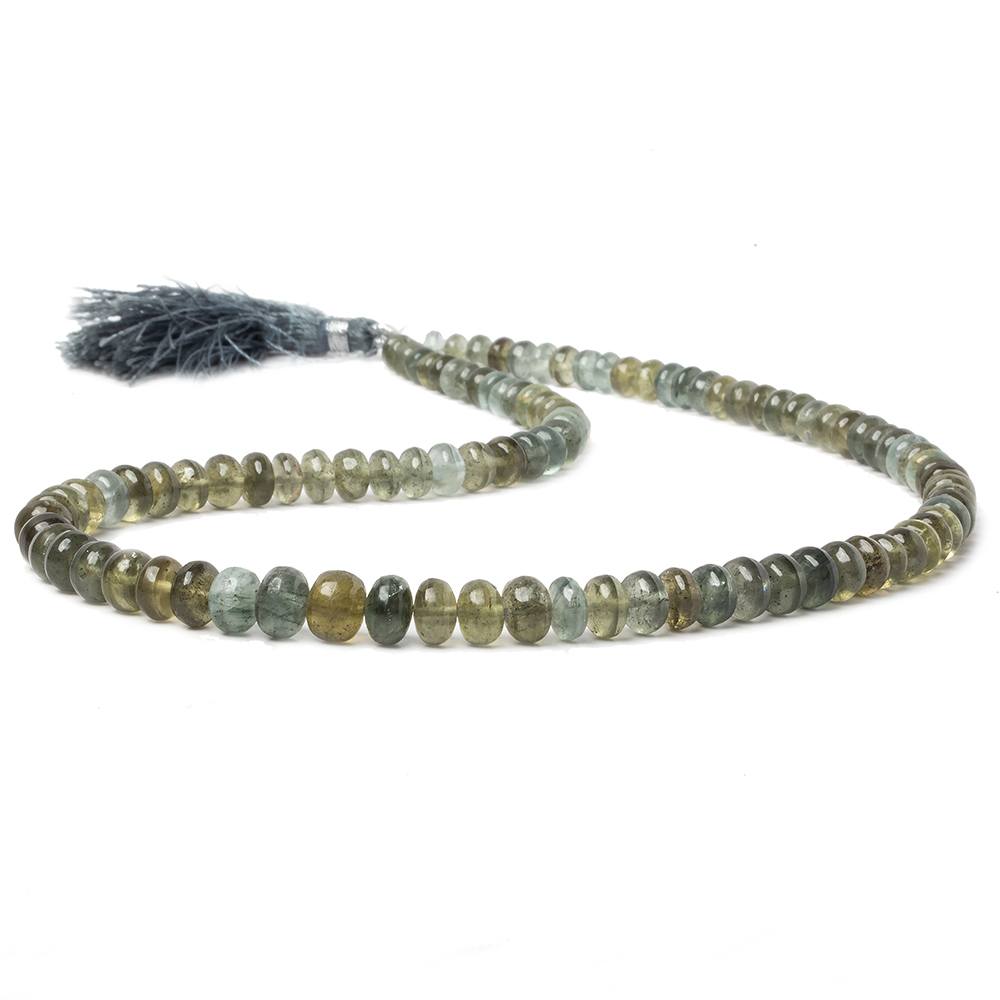 5-7mm Moss Aquamarine Plain Rondelle Beads 16 inch 100 pieces - Beadsofcambay.com