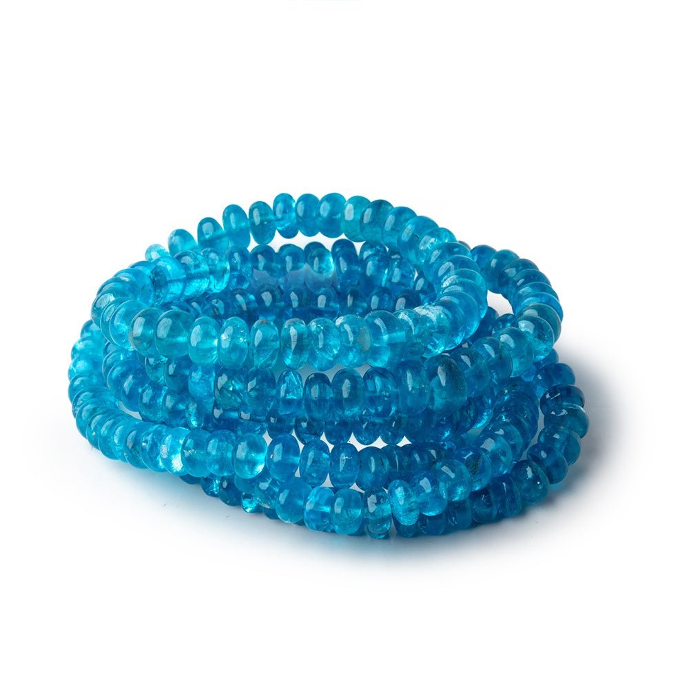 5-7mm Neon Blue Apatite Plain Rondelle Beads 16 inch 124 pieces - Beadsofcambay.com