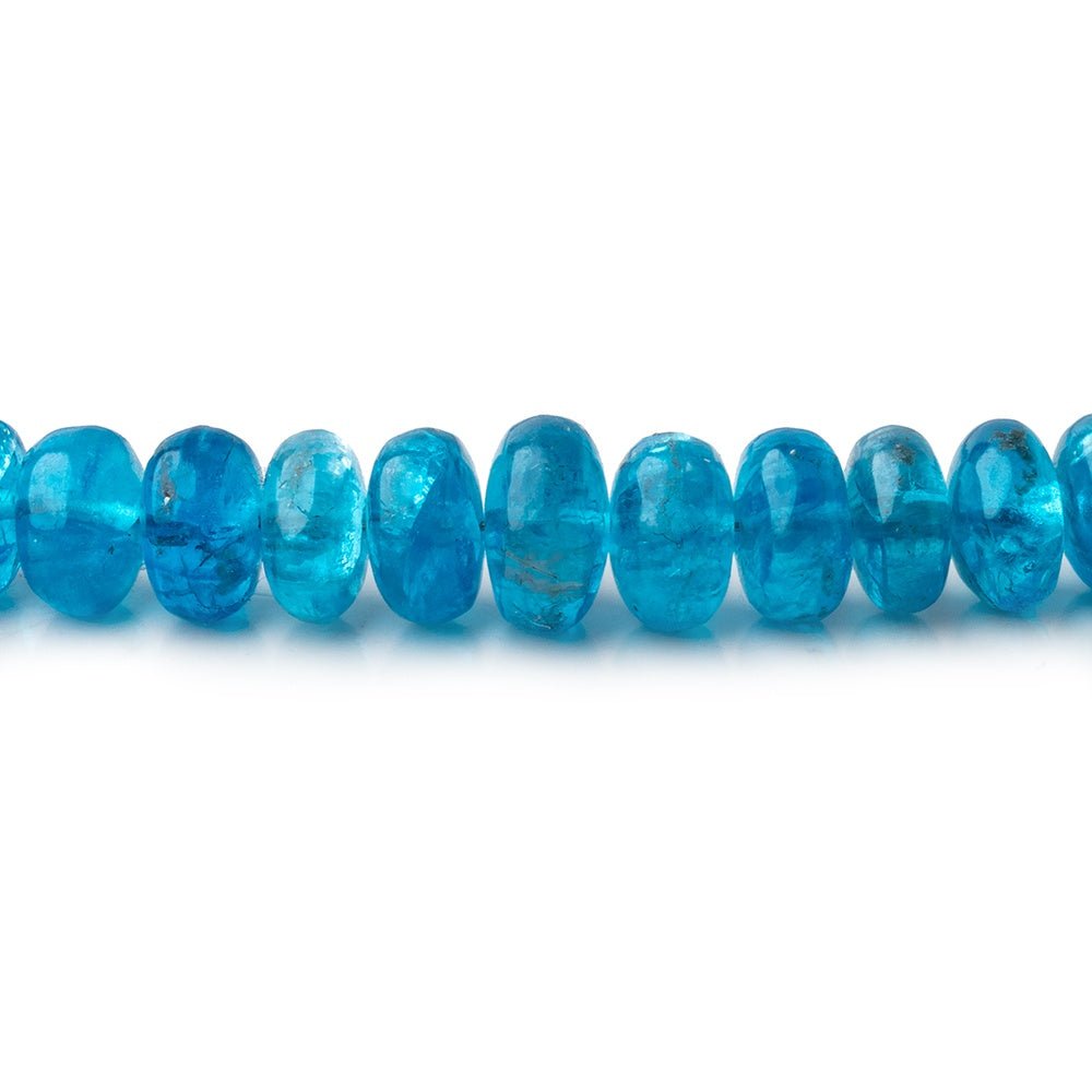 5-7mm Neon Blue Apatite Plain Rondelle Beads 16 inch 124 pieces - Beadsofcambay.com