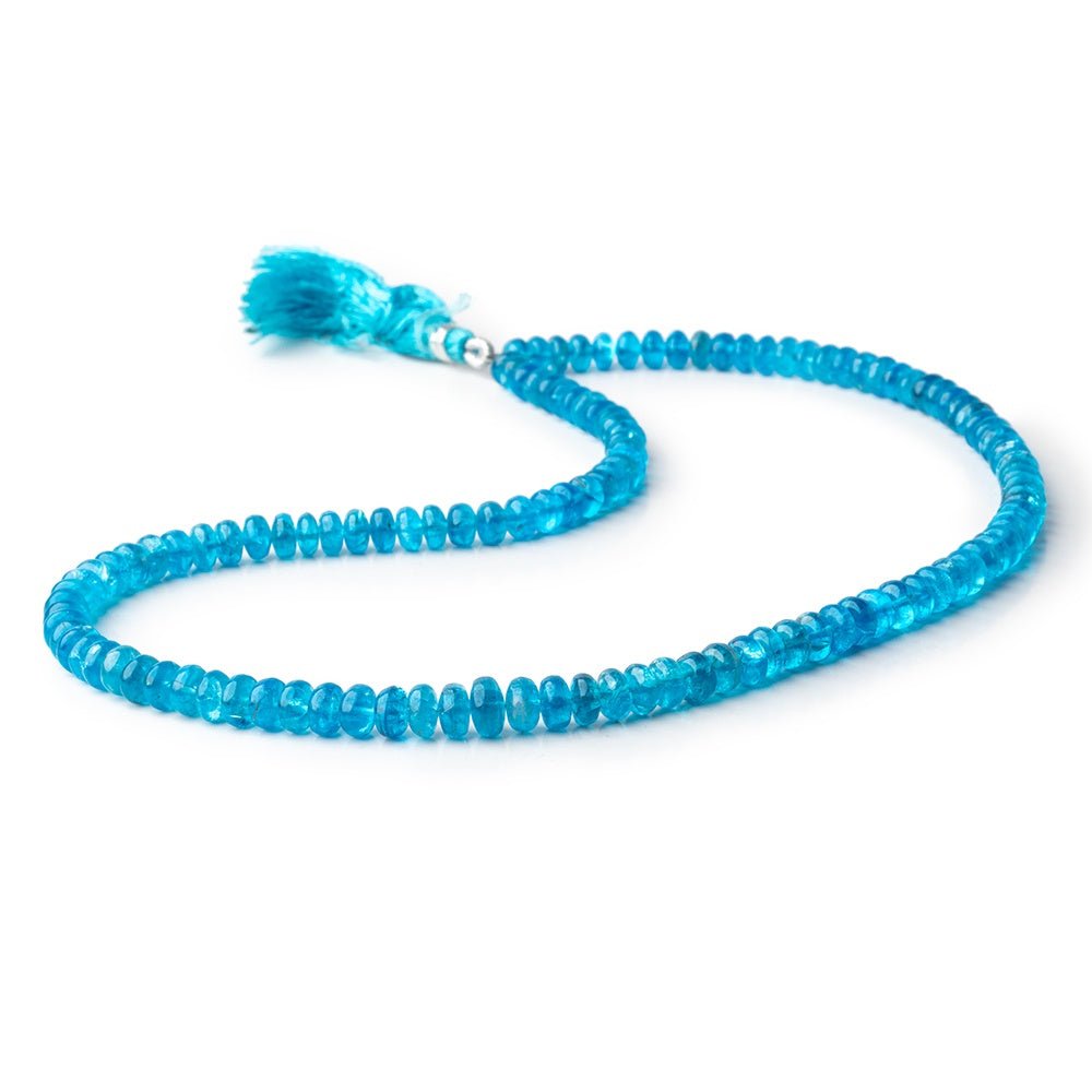 5-7mm Neon Blue Apatite Plain Rondelle Beads 16 inch 124 pieces - Beadsofcambay.com