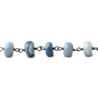 5-7mm Owyhee Blue Opal plain rondelle Black Gold .925 Silver Chain by the foot - Beadsofcambay.com