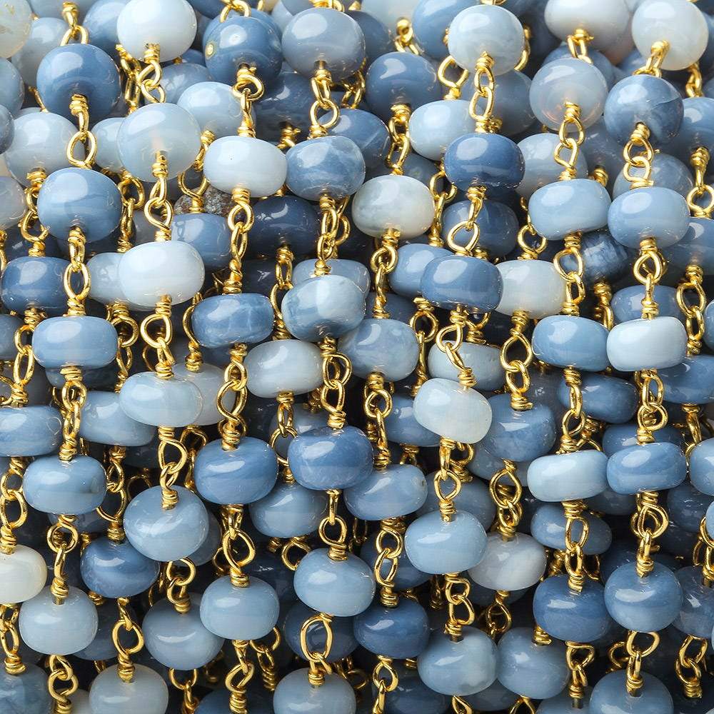 5-7mm Owyhee Blue Opal plain rondelle Vermeil Chain by the foot - Beadsofcambay.com