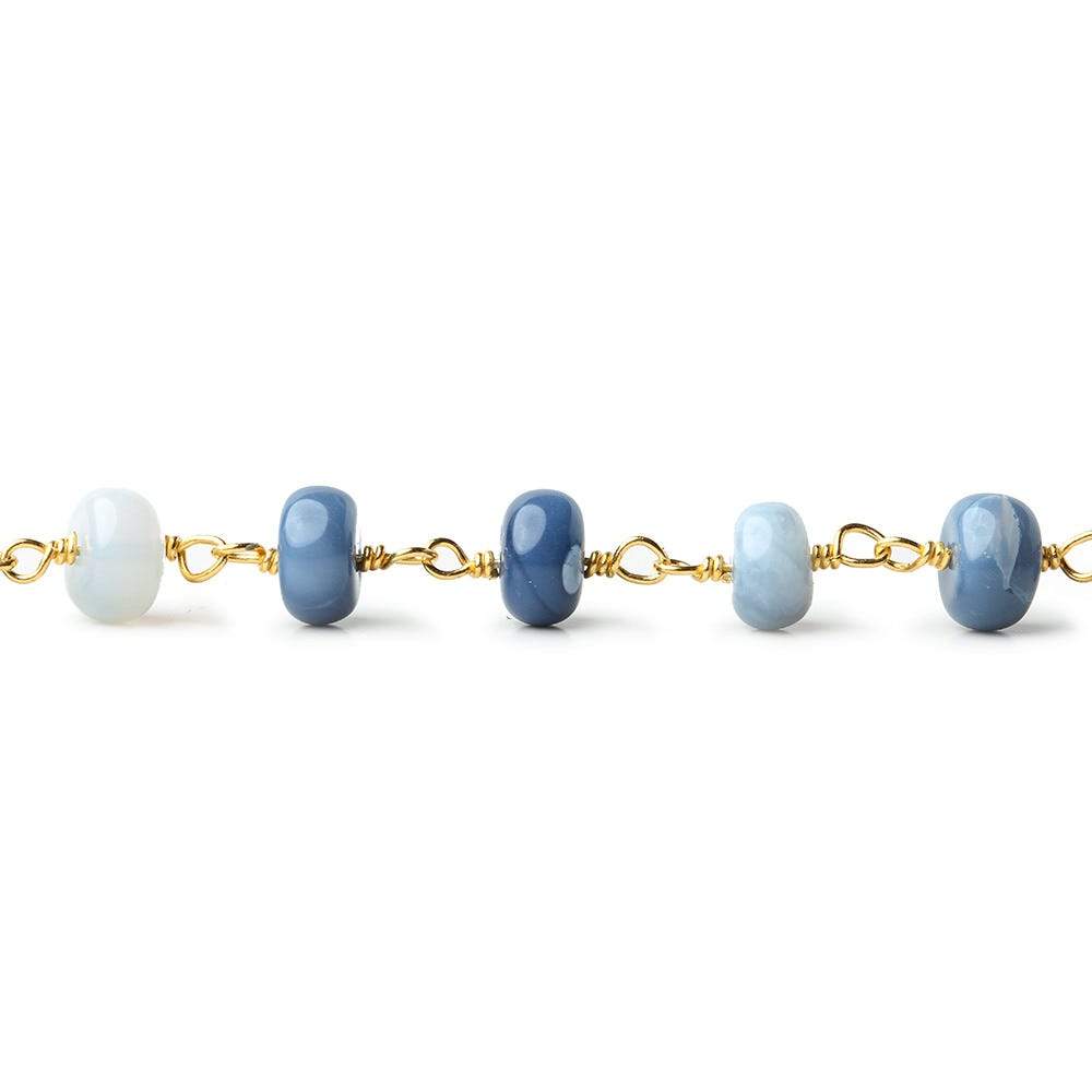 5-7mm Owyhee Blue Opal plain rondelle Vermeil Chain by the foot - Beadsofcambay.com