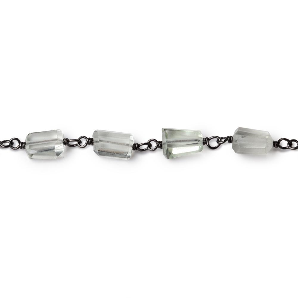 5-7mm Prasiolite Faceted Nuggets on Black Gold over .925 Silver Chain - Beadsofcambay.com