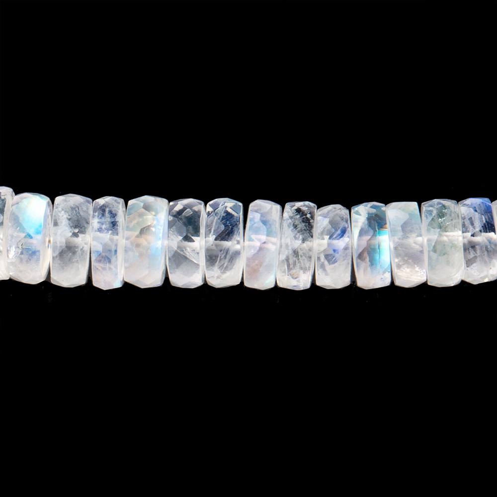 5-7mm Rainbow Moonstone Faceted Heshi Beads 10 inch 98 pieces AAA - Beadsofcambay.com