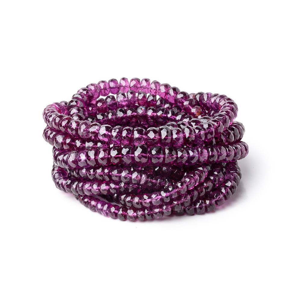 5-7mm Rhodolite Garnet Faceted Rondelle Beads 18 inch 128 pieces AAA - Beadsofcambay.com