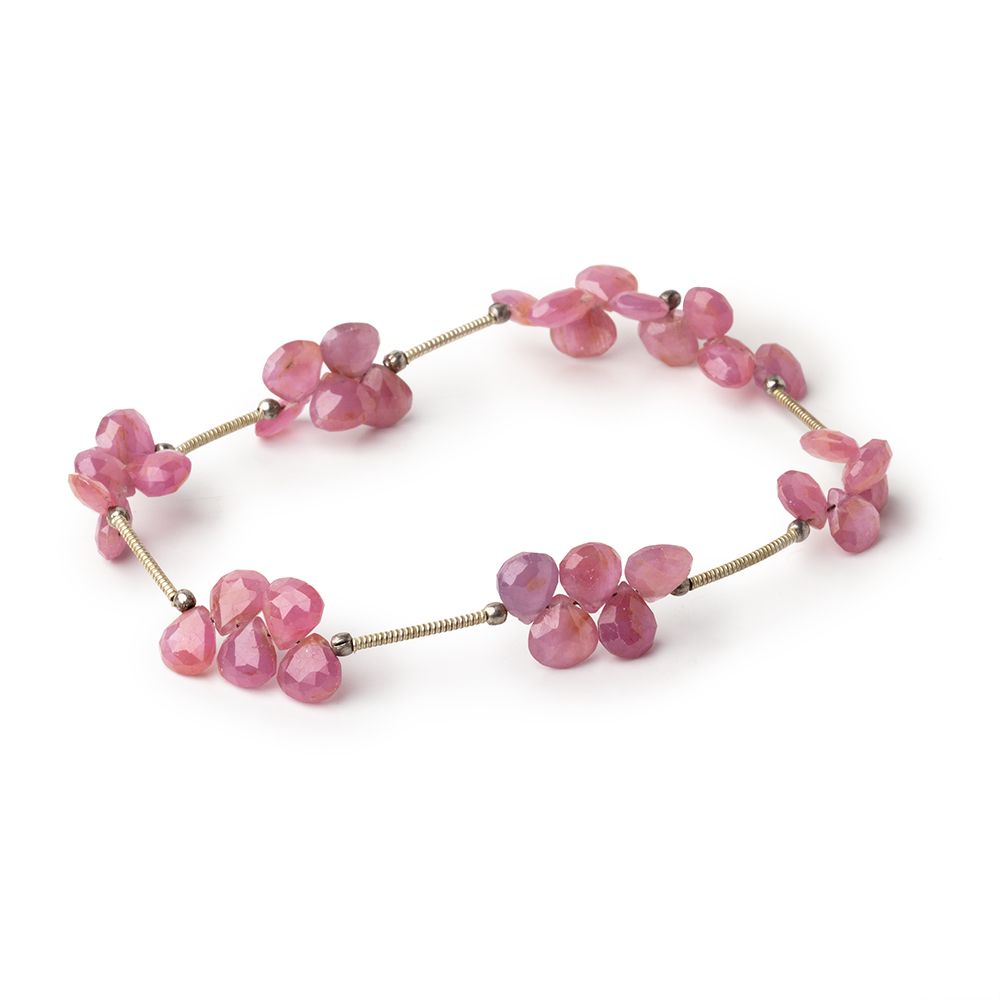 5-7mm Ruby Faceted Heart Beads 8 inch 35 pieces - Beadsofcambay.com