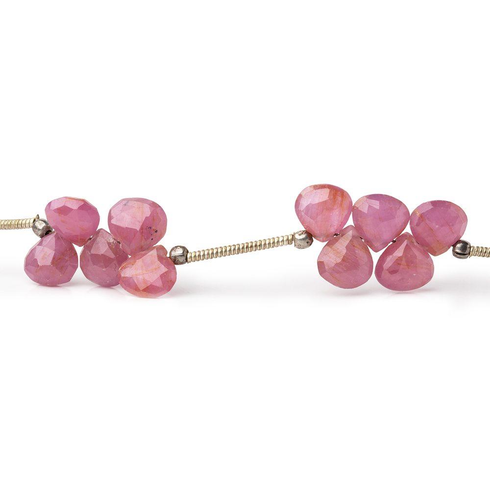 5-7mm Ruby Faceted Heart Beads 8 inch 35 pieces - Beadsofcambay.com