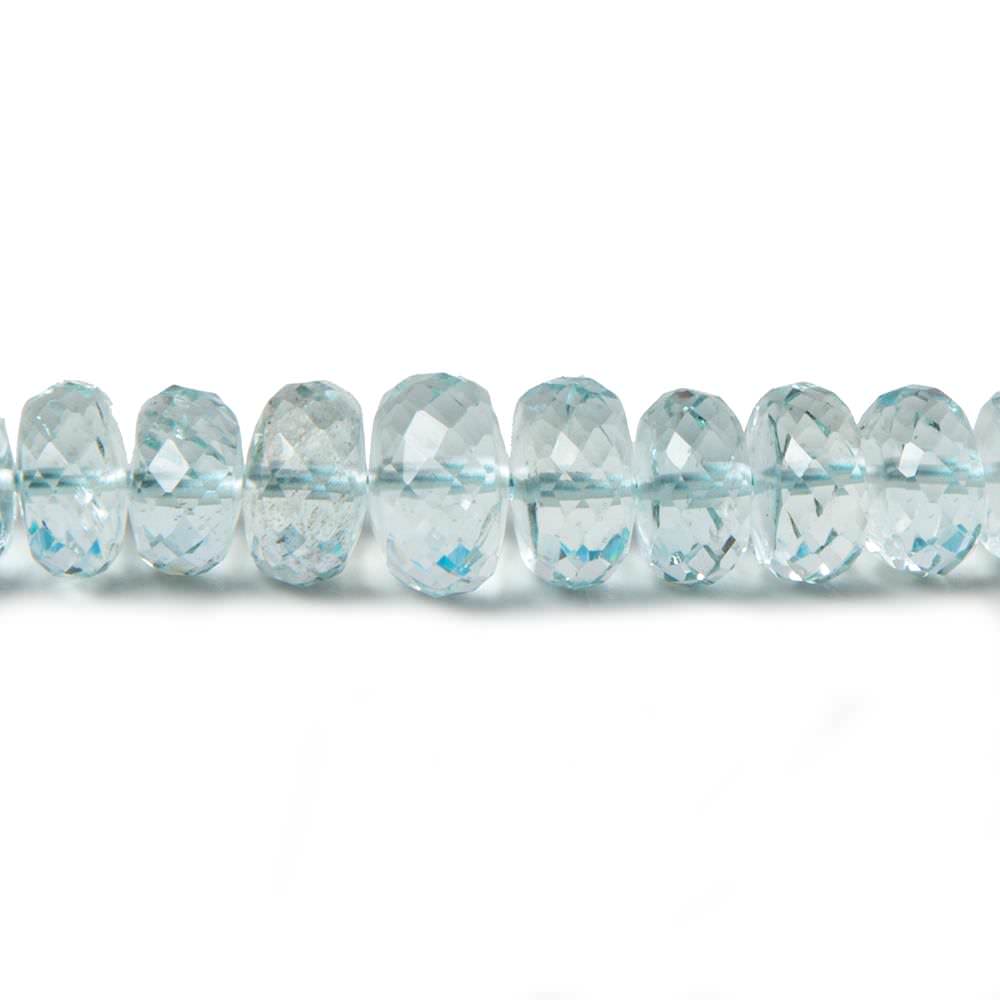 5-8.5mm Aquamarine faceted rondelles 16 inch 107 beads AA - Beadsofcambay.com