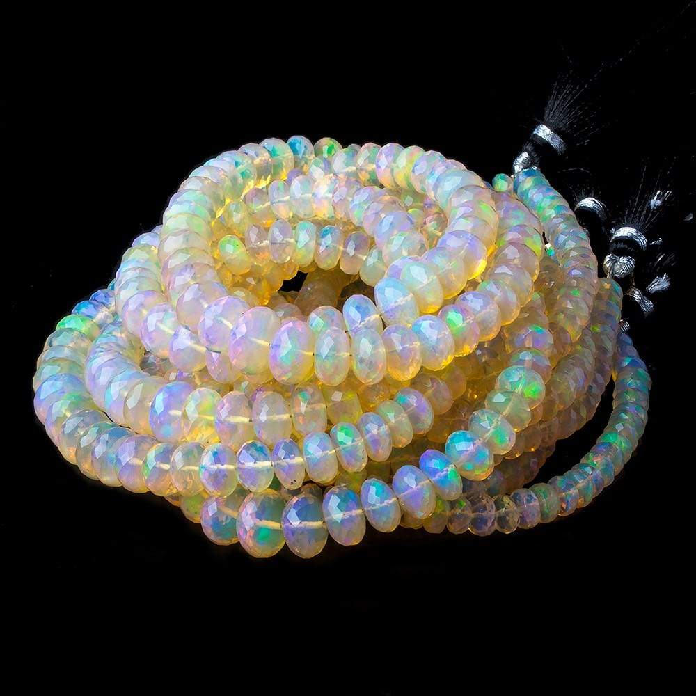 5 - 8.5mm Golden Ethiopian Opal Faceted Rondelle Beads 17 inch 125 pieces AAA Grade - Beadsofcambay.com