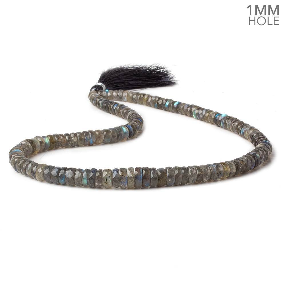 5-8.5mm Labradorite 1mm large hole faceted rondelles 15 inch 143 beads AA - Beadsofcambay.com