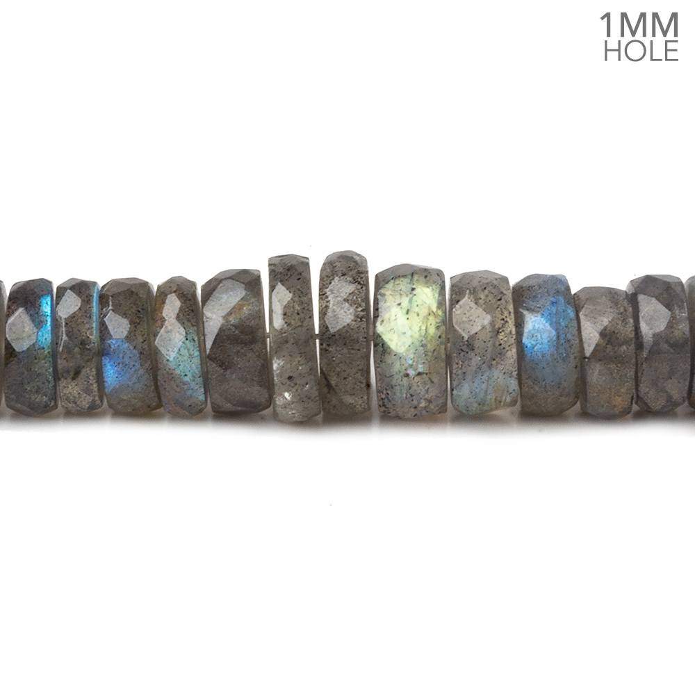 5-8.5mm Labradorite 1mm large hole faceted rondelles 15 inch 143 beads AA - Beadsofcambay.com