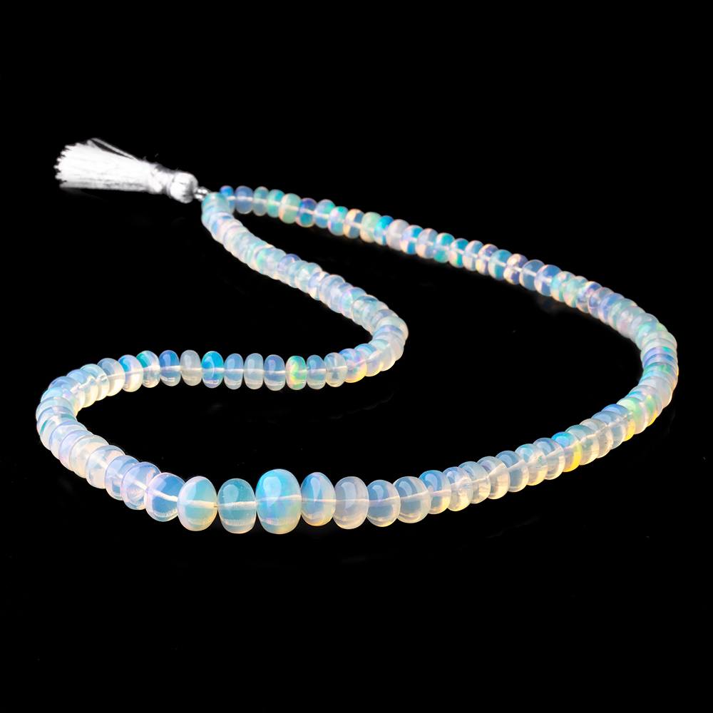 5-8.5mm Pale Ethiopian Opal Plain Rondelle beads 16 inch 110 pieces AA - Beadsofcambay.com