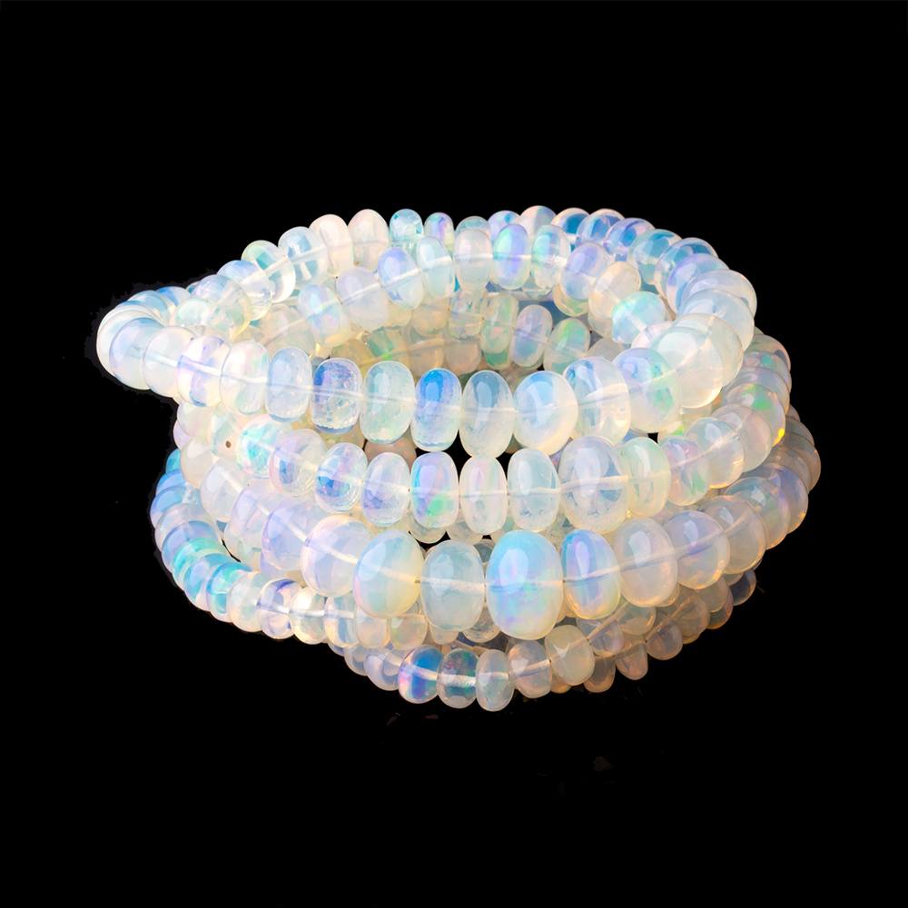 5-8.5mm Pale Ethiopian Opal Plain Rondelle beads 16 inch 110 pieces AA - Beadsofcambay.com